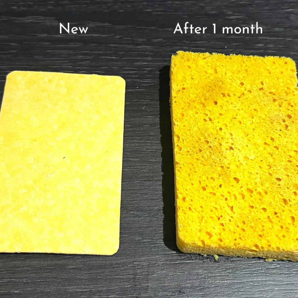 cellulose sponge before and after one month