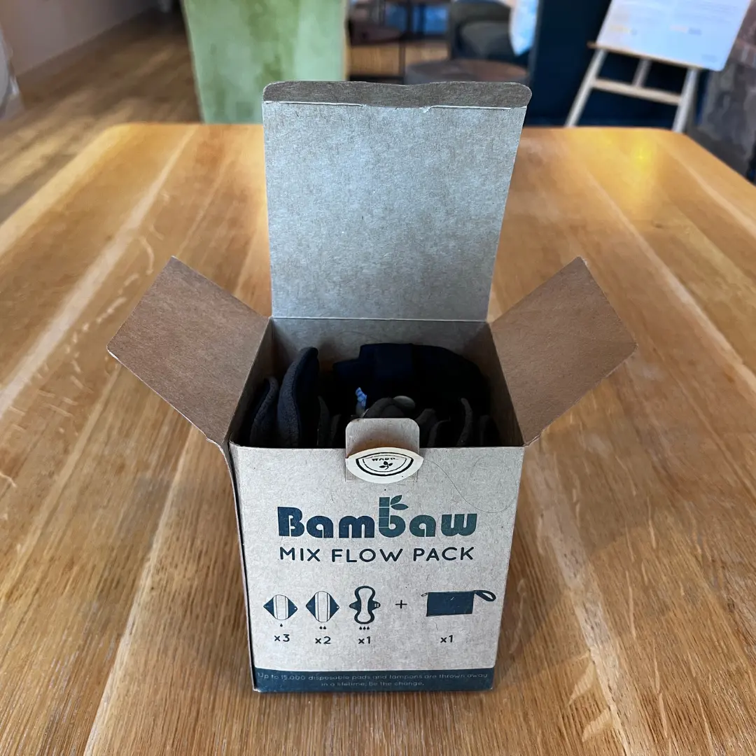 The full Bambaw mixed-flow pack of reusable sanitary pads laid out